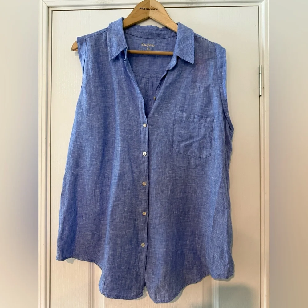Lilly Pulitzer 100% Linen Breelyn Button Down - Picture 6 of 9